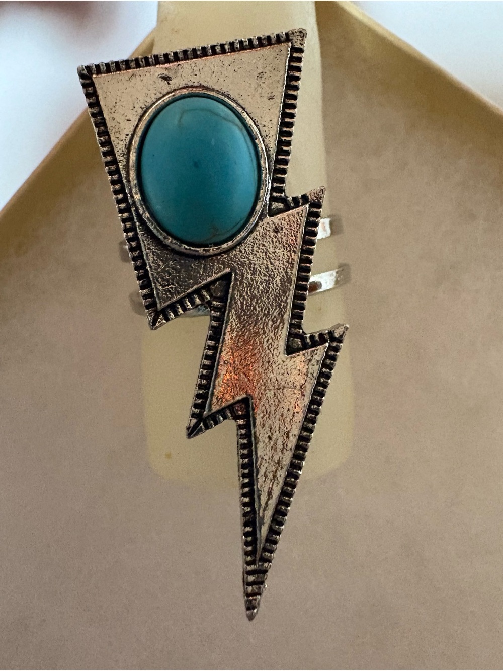 Turquoise Lightning Bolt Statement Ring - Women Jewelry